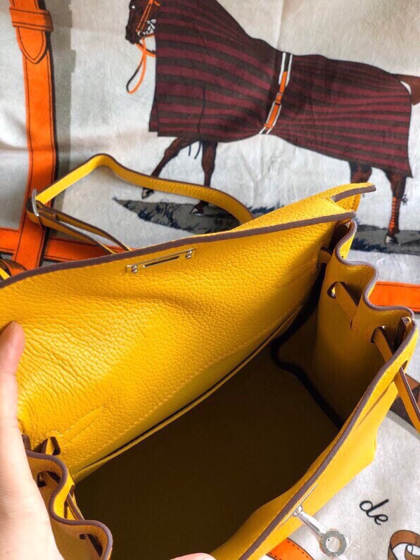 Hermes Kelly Ado Backpack In Yellow Clemence Leather